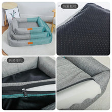 Pet Bed Square Linen Washable Cat Bed Dog Sofa Cushion with Removable Zipper Cover All Seasons