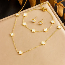 DIEYURO 316L Stainless Steel Pearl Butterfly Flowers Necklace Bracelet Earrings Suit Women New Trend Non-fading Jewelry Set Gift
