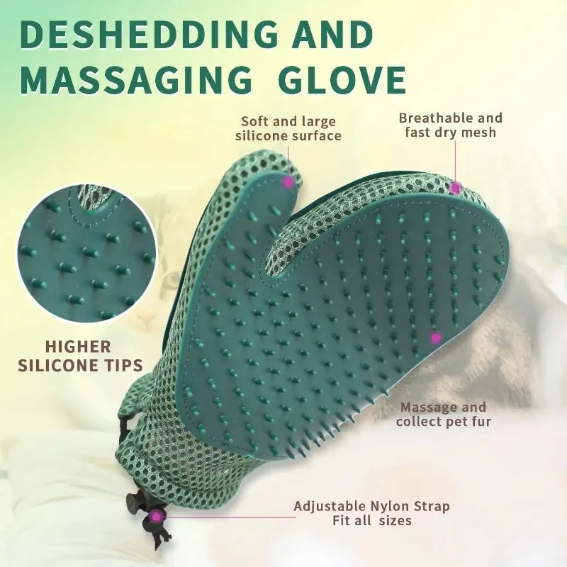 Efficient Double Sided Pet Grooming Glove Cat Dog Hair Remover Massage Brush