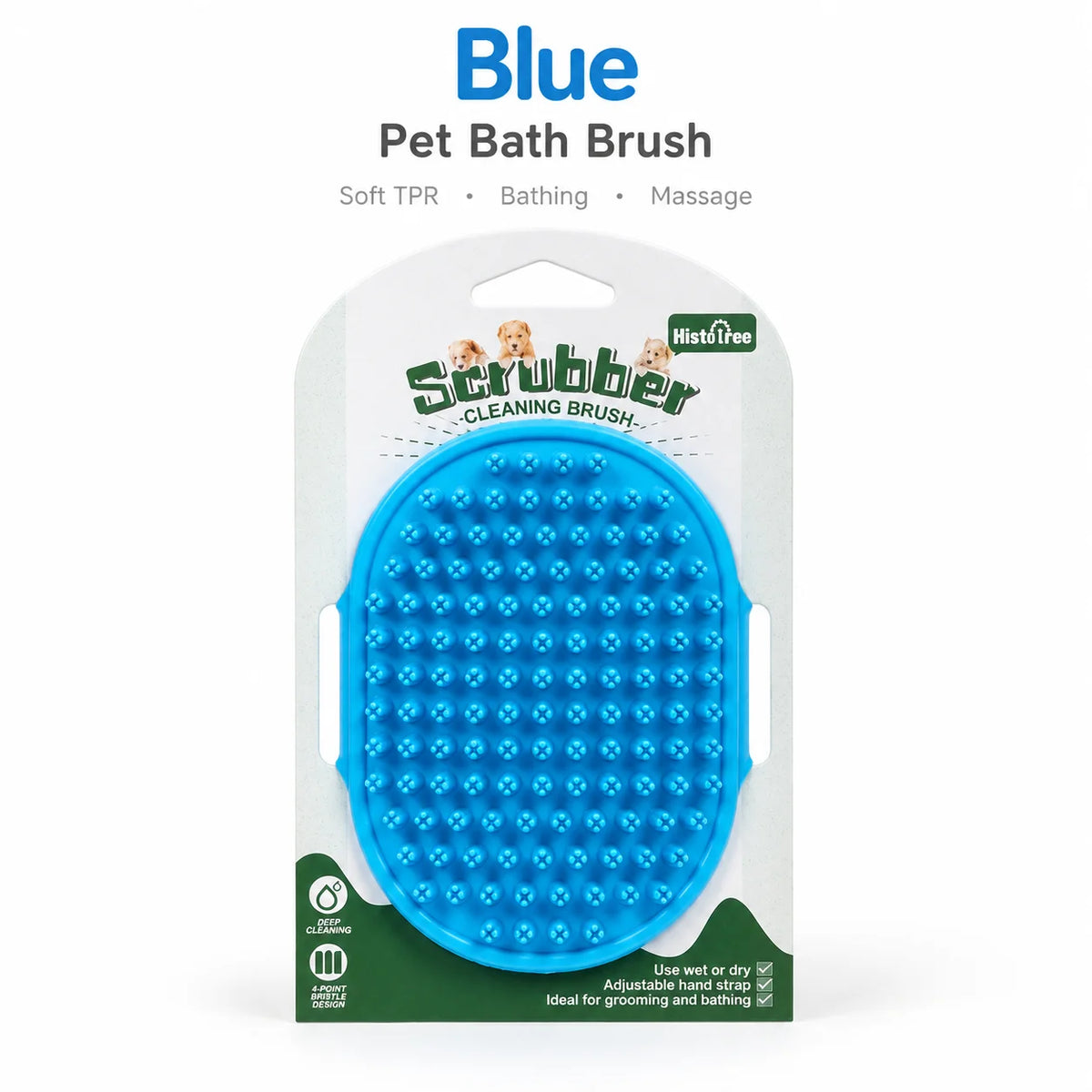 Pet Bath Brush for Dogs Cats Soft TPR Grooming Massage Brush Deshedding Cleaning Scrubber Adjustable Hand Strap Pet Shower Suppl