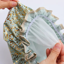 Waterproof Shower Cap Hot Stamping Printed Polyester Cotton Bath Cap Double Layer for Women Shower Bath Washing Hair