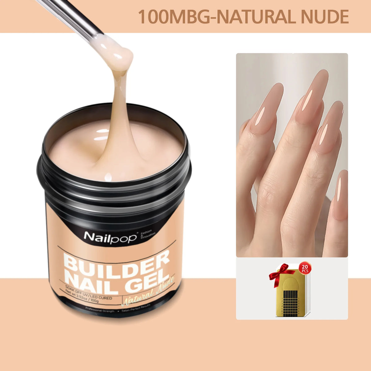 Nailpop 30/100g Builder Nail Gel Milky Smooth Large Capacity Nail Extension Acrylic UV/LED Gel Suitable DIY Nail Art Salon DIY