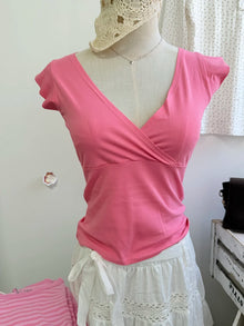 Mint Green V-neck Sleeveless T-shirts Women Summer Simple Fairy Style Slim Cotton Crop Tops Vintage Sweet Preppy Style Vests Y2K