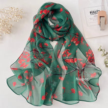 Pretty Flower Women Foulard Elegant Chiffon Georgette Bandana Scarf Summer Beach Sun Protection Thin Breathable