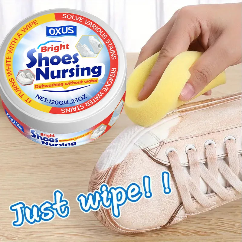 White Shoes Cleaning Cream Stains Remover Shoes Whitening All-Purpose Cleansing Cream With Wipe Sponge For Shoes Sneakers