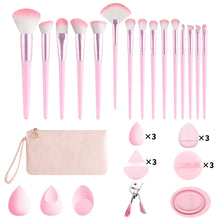 33Pcs All In One Makeup Tools Set 15 Brushes Beauty Sponges Powder Puff Eyelash Curler With Storage Bag For Full Face Makeup