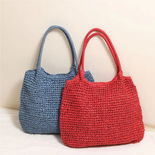 Fashion Straw Tote Bag Woven Solid Color Beach Bag Large Capacity Square Casual Shoulder Bag Women Handbag Bolsa Feminina