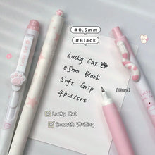 4PCS Lucky Cat Style Gel Pen For Students 0.5mm Black Pen Creative Cat's Tail Cat's Paw Writing Pen Office Supplies New