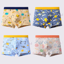 4Pcs/Lot Boys Cotton Boxer Briefs Teenager Cartoon Print Soft Children Panties Dinosaur Polar Bear Car Toddler Kids Underwear