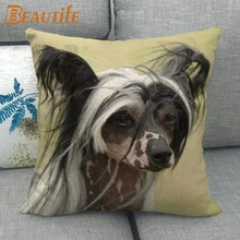 Custom Chinese Crested Dog Pillowcase 45X45cm Wedding Decorative Eco-Friendly Cotton Linen Fabric Pillow Case