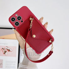 Wrist Strap Case For iPhone 16 14 13 Pro Max 12 Mini 11 Pro X XS Max 7 8 15 Plus Shockproof Wallet Card Silicone Handbag Cover