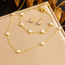 DIEYURO 316L Stainless Steel Pearl Butterfly Flowers Necklace Bracelet Earrings Suit Women New Trend Non-fading Jewelry Set Gift