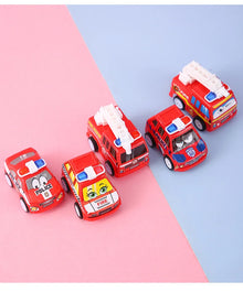 6Pcs Cartoon Mini Pull Back Fire Truck Police Car Toys for Birthday Party Favors Campus rewards Gift