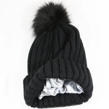 Women Winter Thicken Satin Lining Beanie Soft Faux Fur Pom Pom Hats For Women Men Outdoor Warm Protect Hair Crochet Skullies Cap