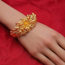 1PCS Copper Golden Color openable Flower bracelets, Middle East Dubai women's fashion jewelry, Ethiopian bride wedding gift