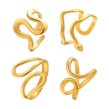 Waterproof Stainless Steel Open Rings Resize For Women, Adjustable Irregular Geometric Minimalist Ring Birthday Gifts