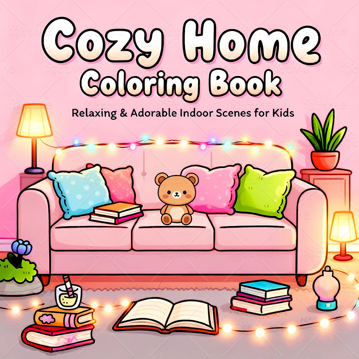 Cozy Home Coloring Book for Adults - Bold Easy Hygge & Interior Patterns, Stress Relief Art Therapy Drawing Book for Home Lovers