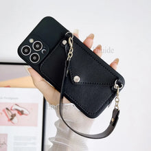 Wrist Strap Case For iPhone 16 14 13 Pro Max 12 Mini 11 Pro X XS Max 7 8 15 Plus Shockproof Wallet Card Silicone Handbag Cover