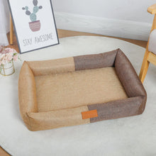 Pet Bed Square Linen Washable Cat Bed Dog Sofa Cushion with Removable Zipper Cover All Seasons