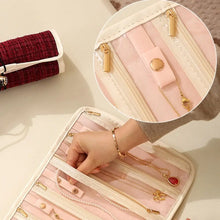 Foldable Travel Jewelry Storage Box Roll Style Multi-layer Foldable Jewelry Bag Zipper Closure Jewelry Case Organizer