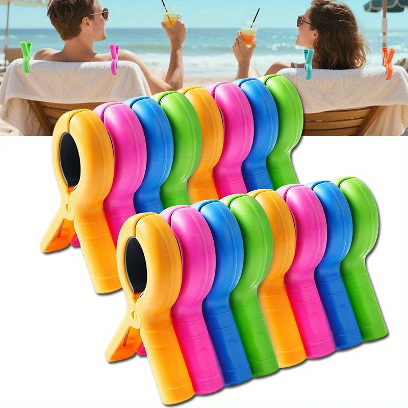 4/8Pcs Beach Towel Clips for Beach Chairs, Towel Holder Clips for Chair Pool on Cruise,Heavy Duty Clothes Pins, Strong Clips