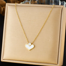 LAMENGLY 316L Stainless Steel Simple Style Bowknot Heart Pearl Geometry Pendant Necklace For Women Elegant Trend Neck Chain Gift