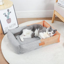 Pet Bed Square Linen Washable Cat Bed Dog Sofa Cushion with Removable Zipper Cover All Seasons