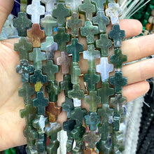 Natural Stone Cross Shape Agate Jade Quartz Turquoise Spacer Beads For Jewelry Making DIY Bracelet Necklace Earring 12X16MM 