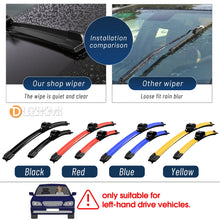 For Seat Leon 1M MK1 1P MK2 5F MK3 KL MK4 2000-2023 2019 2020 2021 2022 2pcs Front Windshield Windscreen Wiper Blades Red Blue