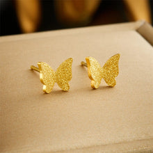 MEYRROYU 316L Stainless Steel Golden Frosted Butterfly Necklace Earrings For Women 2024 New Trend Fashion Jewelry Set Party Gift