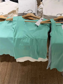 Mint Green V-neck Sleeveless T-shirts Women Summer Simple Fairy Style Slim Cotton Crop Tops Vintage Sweet Preppy Style Vests Y2K