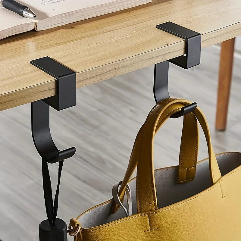 Aluminum Desk Hook Organizer Anti-Slip Design Sleek Black White for Office Student Desk Organization Bag Storage Utility Hooks