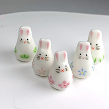 19x12mm 5pcs/set Hand Painted Little Rabbit Ceramic Beads Charm Cartoon Animals Loose DIY Bracelets Earrings Necklace Porcelain