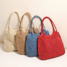 Fashion Straw Tote Bag Woven Solid Color Beach Bag Large Capacity Square Casual Shoulder Bag Women Handbag Bolsa Feminina