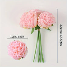 YO CHO 5pc Big Peony Artifcial Silk Flower Wedding Bouquet Decor White Peony Home Display Fake Flower Pack Heart Peony Pink Rose