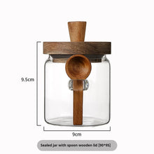 Kitchen Glass Jars with Wooden Lids and Scoop, Airtight Food Storage Containers for Sugar Coffee Bean Candy Spice Bath Salt