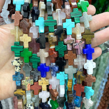 Natural Stone Cross Shape Agate Jade Quartz Turquoise Spacer Beads For Jewelry Making DIY Bracelet Necklace Earring 12X16MM 
