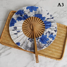1 Piece Chinese Flower Pattern Round Bamboo Handheld Fan With Tasse Portable Folding Fan Wedding Dance Fan Home Party Decor