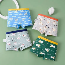 4Pcs/Lot Boys Cotton Boxer Briefs Teenager Cartoon Print Soft Children Panties Dinosaur Polar Bear Car Toddler Kids Underwear