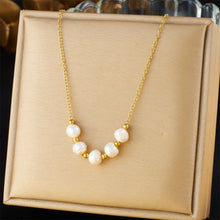 LAMENGLY 316L Stainless Steel Simple Style Bowknot Heart Pearl Geometry Pendant Necklace For Women Elegant Trend Neck Chain Gift