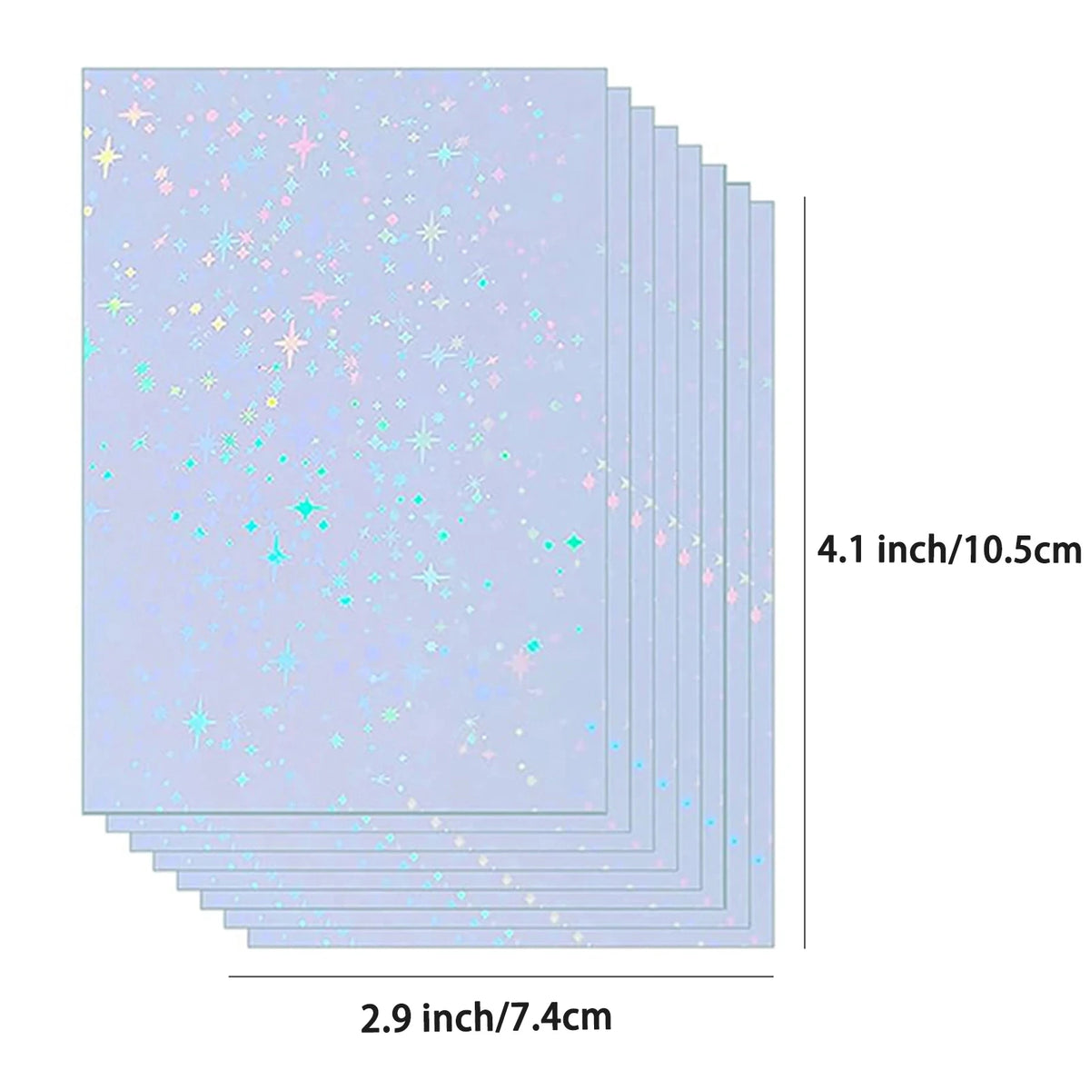 50pcs Holographic Sticker Paper Clear Vinyl 2.9 X 4.1 Inch Self-Adhesive Waterproof Transparent Cold Laminating Film for Crafts