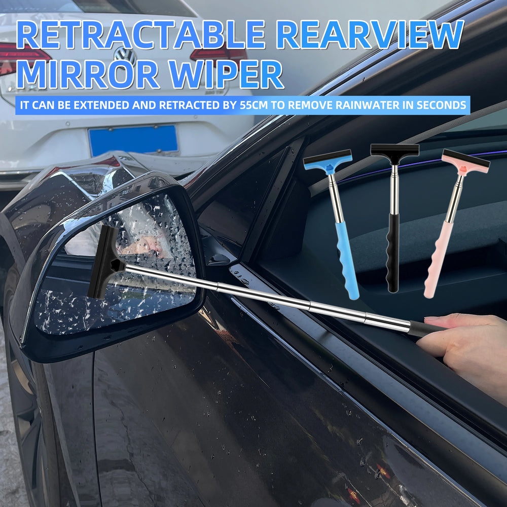 Car rearview mirror wiper, telescopic handle car rearview mirror wiper, car glass cleaning tool cleaning brush