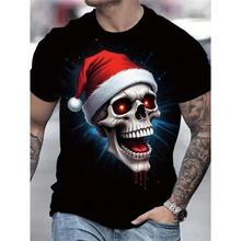 Funny Christmas Party Pattern T Shirt For Men Santa Claus 3D Printed Tees Summer Casual Short Sleeve Loose T-Shirts O-Neck Tops