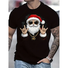 Funny Christmas Party Pattern T Shirt For Men Santa Claus 3D Printed Tees Summer Casual Short Sleeve Loose T-Shirts O-Neck Tops