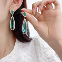 2026 New Style Fashion Green Crystal Pendant Earrings for Women's Engagement Party Accessories with Noble  Unique Jewelry