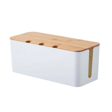 Large Cable Management Box – Wooden Style Cord Organizer and Cover for TV Wires, Computer, USB Hub and Under Desk Power Strip –