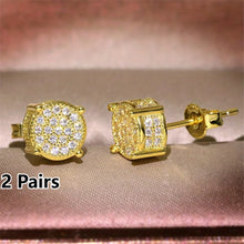 Gold Silver Color Round Ear Studs for Women Men Fashion FourClaw Shiny Rhinestone Stud Earrings