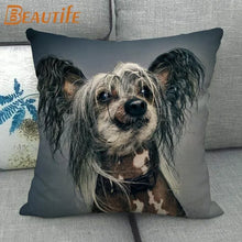 Custom Chinese Crested Dog Pillowcase 45X45cm Wedding Decorative Eco-Friendly Cotton Linen Fabric Pillow Case