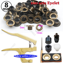 5/8mm Brass Eyelets with Multifunctional Pliers Kit Leather Grommet Round Eye Rings for Shoes Bag Belt Scrapbooking