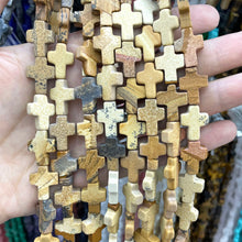 Natural Stone Cross Shape Agate Jade Quartz Turquoise Spacer Beads For Jewelry Making DIY Bracelet Necklace Earring 12X16MM 